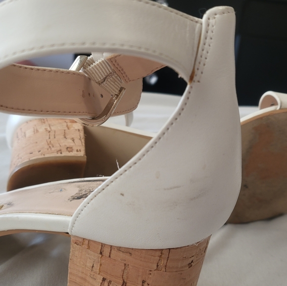 Kate spade willow white cork leather sandals block heels - Picture 4 of 5